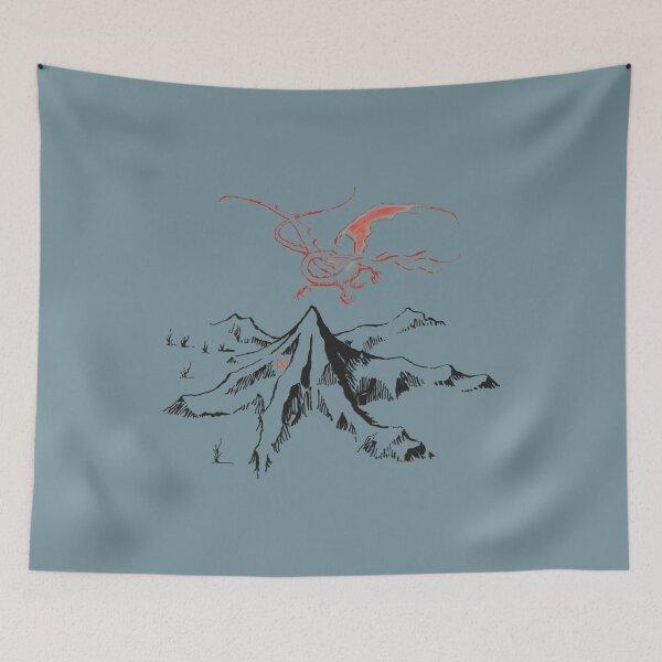 Item preview, Red Dragon Above A Single Solitary Peak - Fan Art   designed and sold by LEVI2525.
