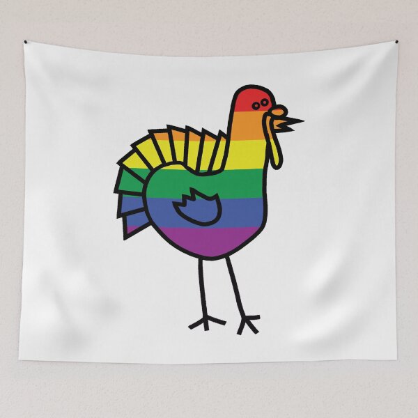 Item preview, Cute Pride Thanksgiving Turkey in Rainbow Stripes designed and sold by ellenhenry.