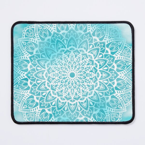 Item preview, Blue Sky Mandala in Turquoise Blue and White designed and sold by Kelly Dietrich Mandala & Fractal Art.
