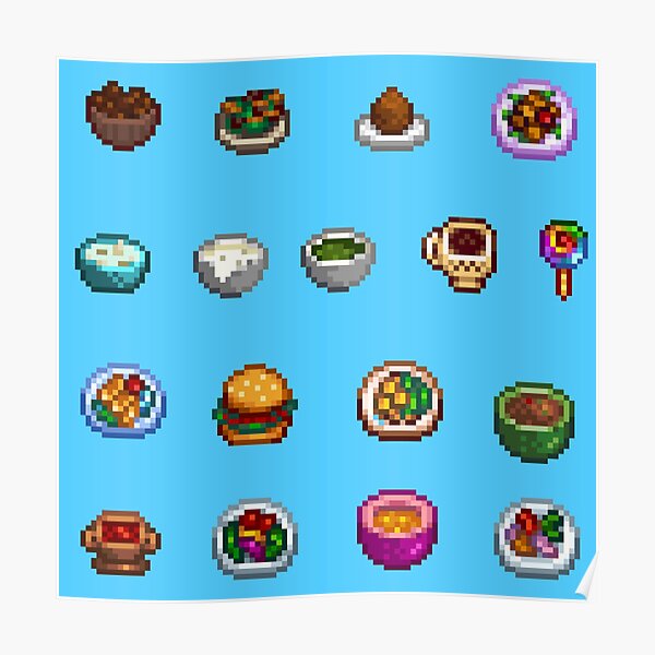 Fun And Pretty Stardew Valley Food Recipes Poster For Sale By