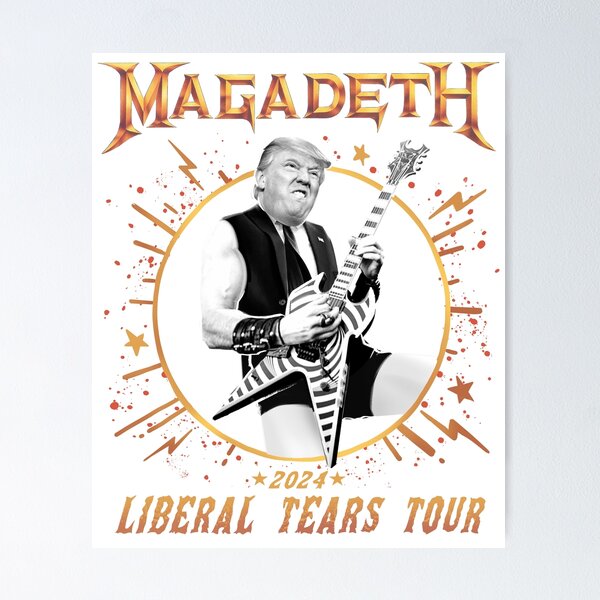 Vista previa del artículo con la obra «Magadeth Liberal Tears Tour Trump 2024 Camiseta Heavy Metal World Tour», diseñado y vendido por SiloPressCo.