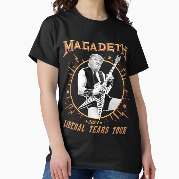 Vista previa del artículo con la obra «Magadeth Liberal Tears Tour Trump 2024 Camiseta Heavy Metal World Tour», diseñado y vendido por SiloPressCo.