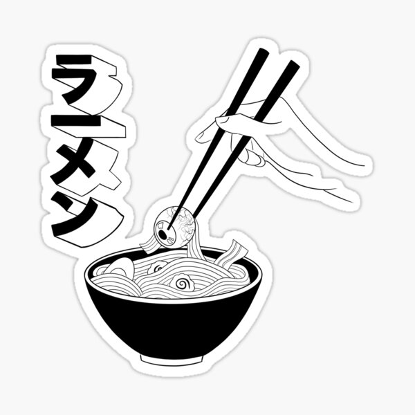 Japanese ramen bowl with eye, Minimalist Logo Sticker