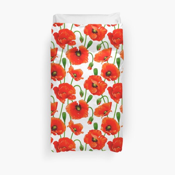 Beautiful Red Poppy Flowers Duvet Cover