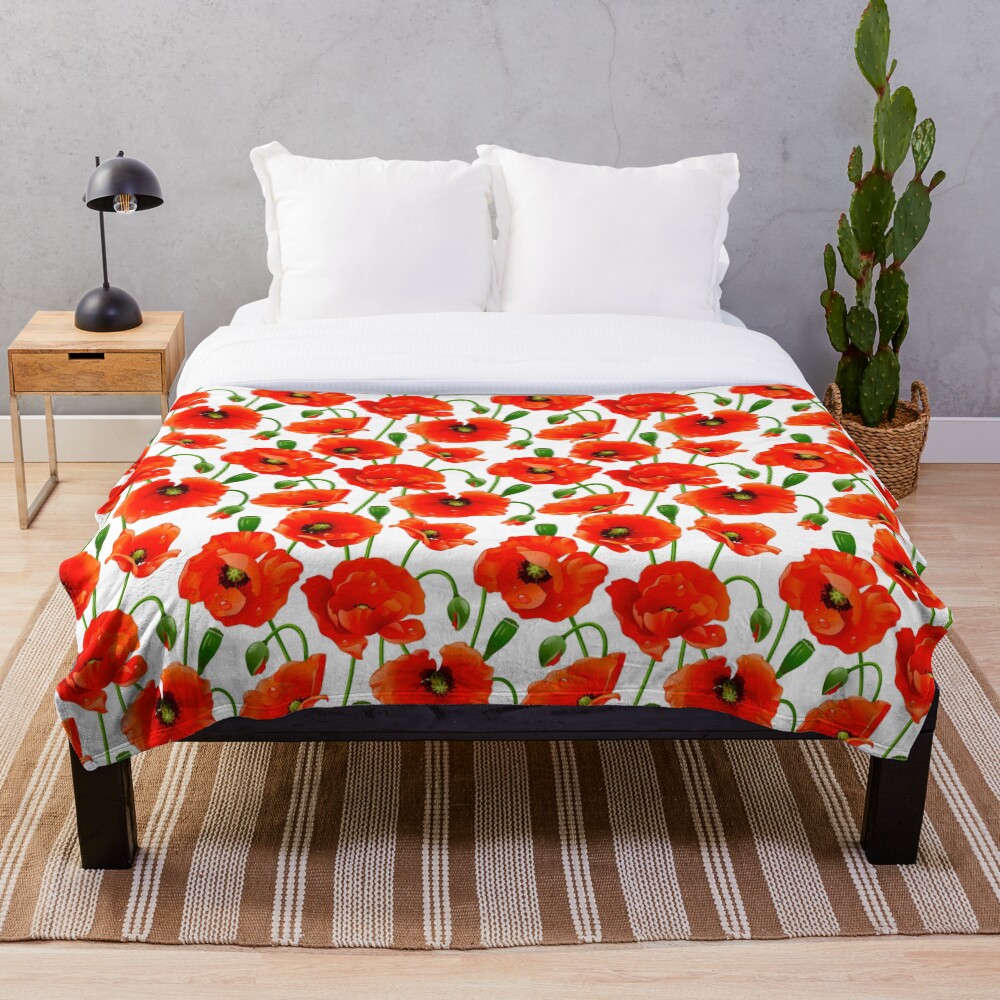 "Beautiful Red Poppy Flowers" Throw Blanket for Sale by Makanahele