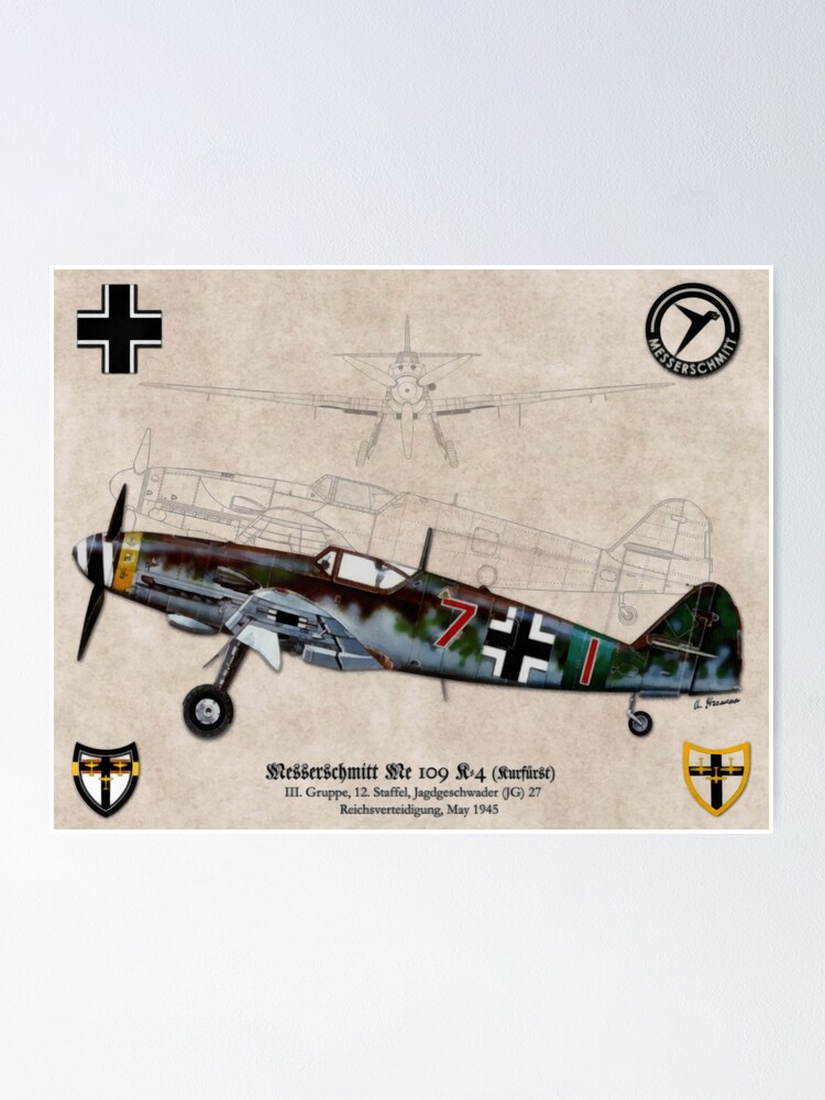 Messerschmitt Me 109 K 4 Kurfurst Poster By Ah Aviation Art Redbubble