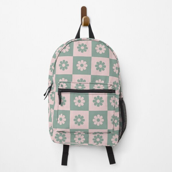 Brown and Cream Checkered Flowers Pattern Backpack for Sale by thelustrous