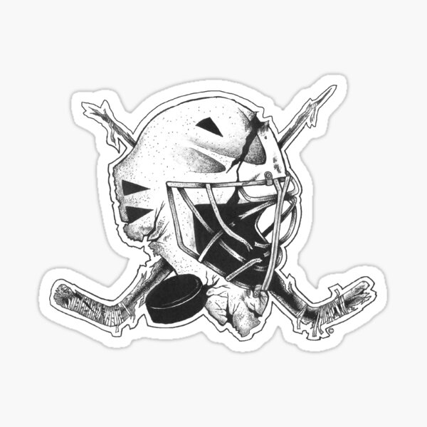 Battle Scarred Hockey Goalie Mask Crossed Sticks Sticker