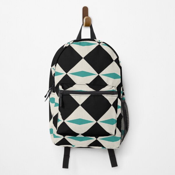 Item preview, Geometric Diamond Pattern 731 Black Turquoise and Beige designed and sold by tonymagnerart.