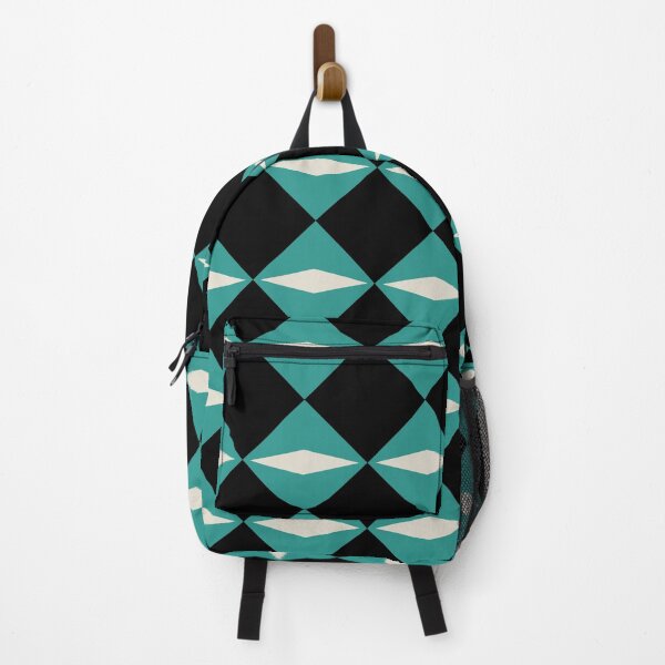 Item preview, Geometric Diamond Pattern 732 Black Turquoise and Beige designed and sold by tonymagnerart.