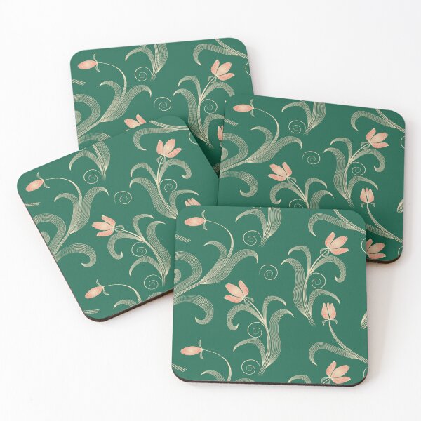 Item preview, Abstract golden leaves flowers and buds designed and sold by ReflectedCrafts.