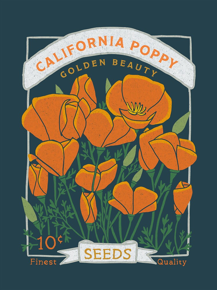 California Poppy, Vintage Flora, Contour canvas accessory bag