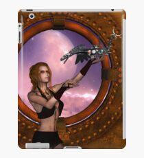 Wonderful steampunk lady with steam dragon iPad Case/Skin