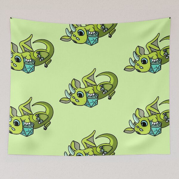 Item preview, Flying Cute Green and Blue Dice Goblin Dragon Baby designed and sold by Winging-It.