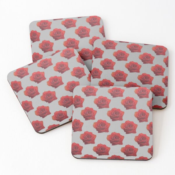 Item preview, VINTAGE RED GARDEN ROSE PATTERN GREY ART  designed and sold by sharlesart.