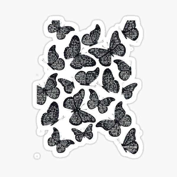 Black Butterflies Letters Sticker