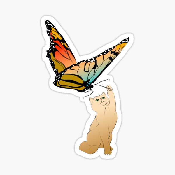 Cat and Butterfly Sticker