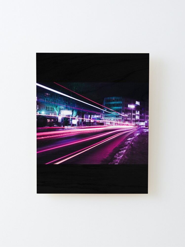 Mounted Print, Purple City Lights designed and sold by Bien Design