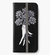 Hand with lotuses on black iPhone Wallet/Case/Skin