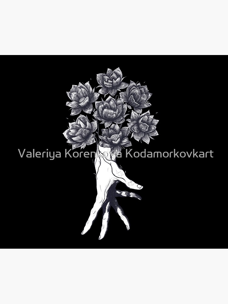 Hand with lotuses on black by kodamorkovkart
