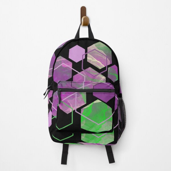 Item preview, Neon Green Purple Hexagonal Modern on Black designed and sold by Shapes-Mania.