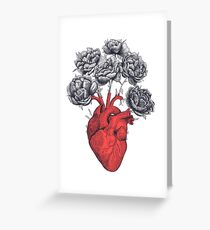 Heart with peonies Grußkarte