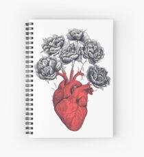 Heart with peonies Spiral Notebook
