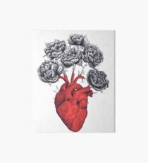 Heart with peonies Art Board
