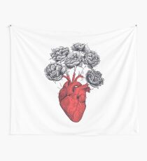 Heart with peonies Wall Tapestry