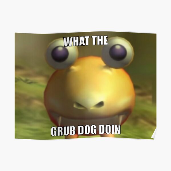 WHAT THE GRUB DOG DOING Pikmin 2 Player Battle Memes Poster