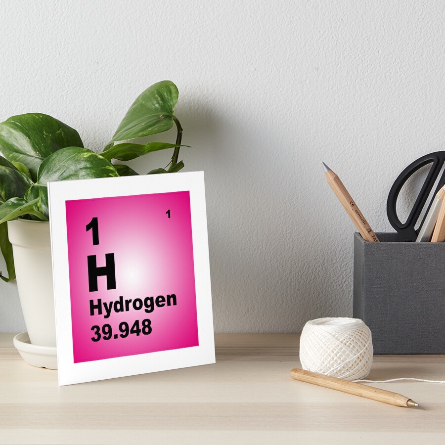 Magenta Gradient Color Tile Block Hydrogen Periodic Table Of Elements Art Board Print