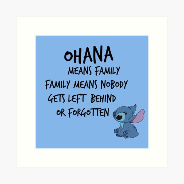 Stitch Ohana Means Familie Zitat Aquarell Kunst Druck Lilo Druck