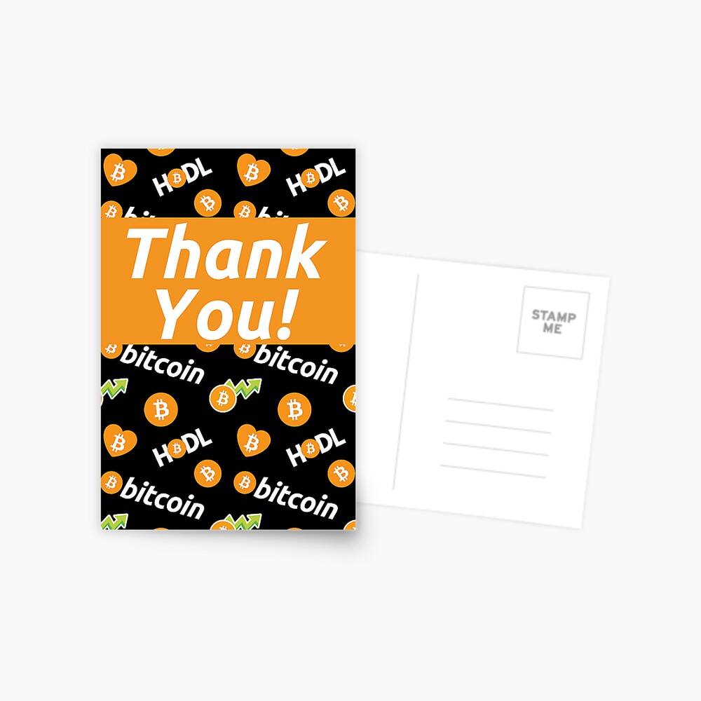 Bitcoin Thank You Card - Btc - Cryptocurrency Greeting Card