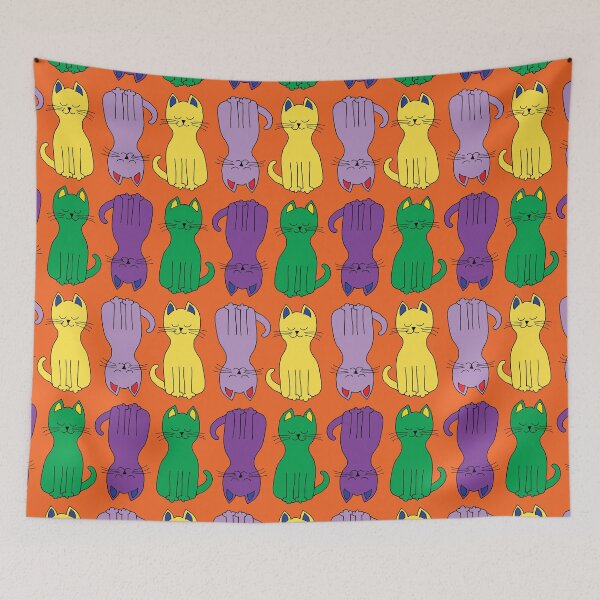 Item preview, Cats galore in bright yellow, emerald green and dangerous purple - Halloween style designed and sold by FrancesPoff.