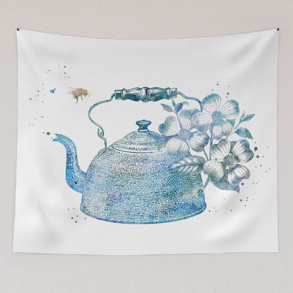 Item preview, Tea Kettle with Flowering Branch and Bee designed and sold by EvasDreams.