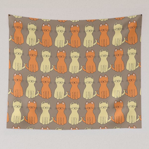 Item preview, Cats galore in chocolate brown, buttery yellow and sweet orange designed and sold by FrancesPoff.