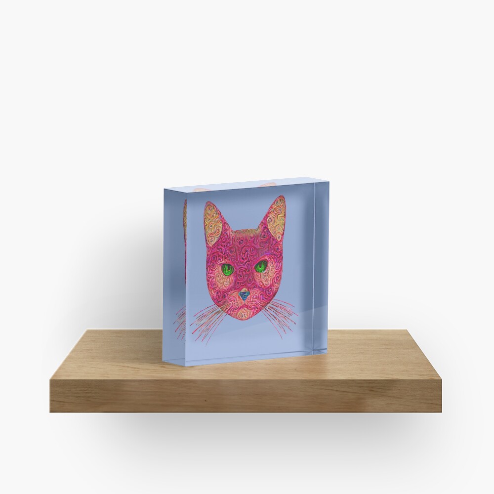 Rose Hungry Cat Acrylic Block