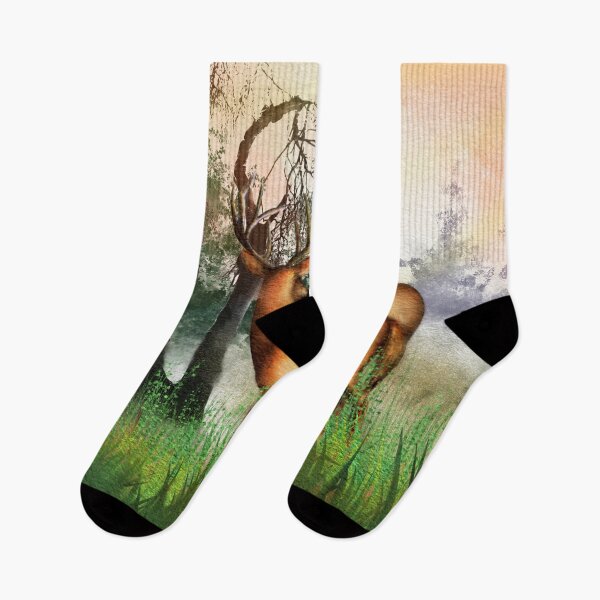 Item preview, Deers Watercolor Sunset Art Printing designed and sold by ArtAndCreatshop.