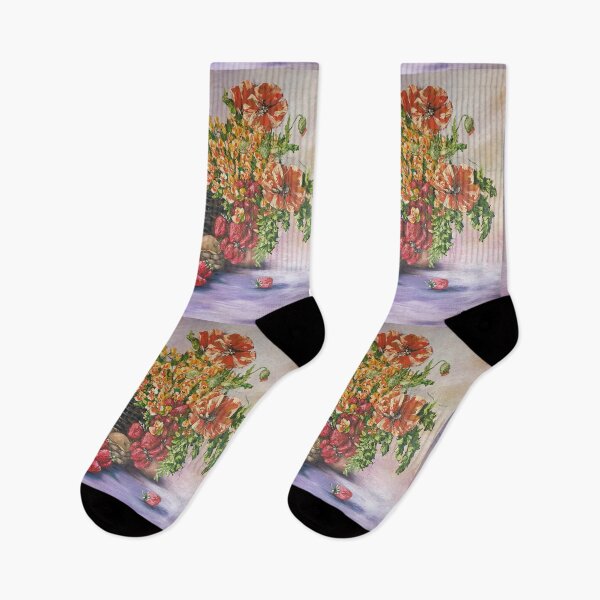 Artikelvorschau, Stillleben mit Mohnblumen und Äpfeln, Ölgemälde von MariDani Art entworfen und verkauft von MariDaniArt.