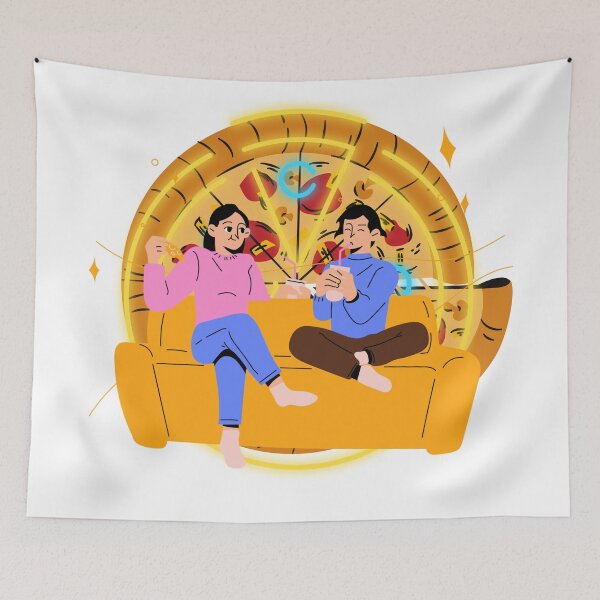 Item preview, Boy and Girl eating a pizza designed and sold by Yugster24.