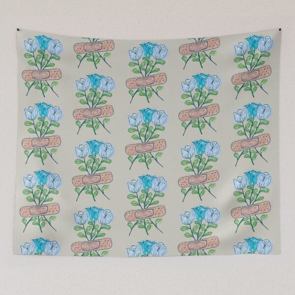 Item preview, Bandage Blue Flower With brown background  designed and sold by missmann.