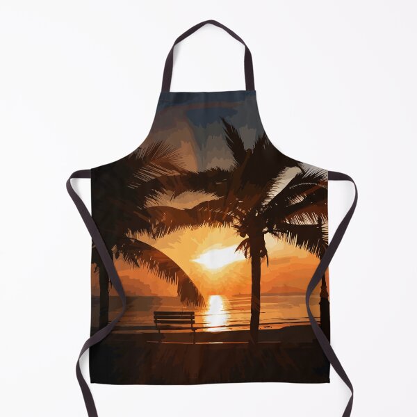 Item preview, Drawing in front of the sea with sunset and some palms designed and sold by rubenarocho.