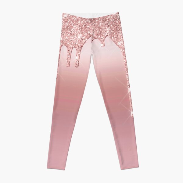 Rose Gold Trendy Sparkle Glitter Drips  Leggings for Sale by