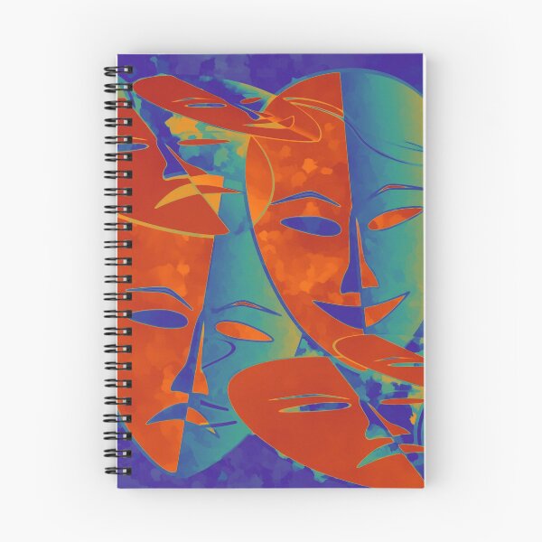 Item preview, Cheerful and sad masks Blue Teal Orange Red designed and sold by EDDArt.