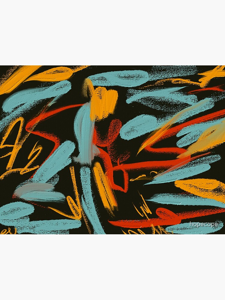 "Colorful Bright Neon Red Orange Blue Abstract Art Line Minimalist