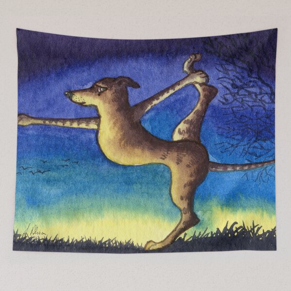 Item preview, His early morning yoga session - greyhound dog in yoga pose designed and sold by SusanAlisonArt.