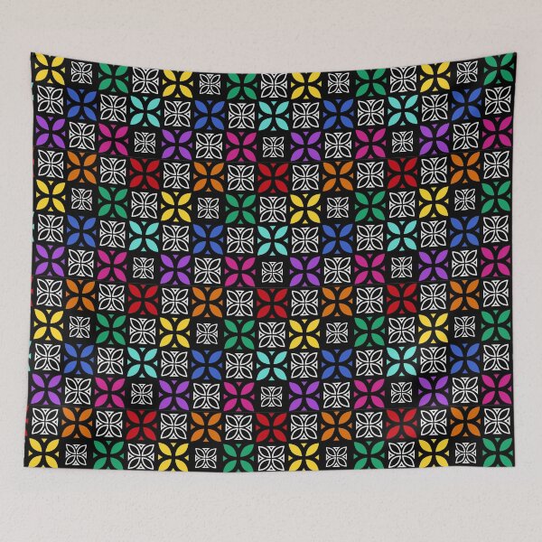 Item preview, Pasifika Nonu 1 Pattern - Rainbow Black 1 designed and sold by lolomastudio.