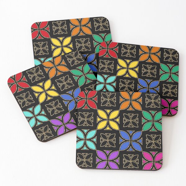 Item preview, Pasifika Nonu 1 Pattern - Rainbow Black 4 designed and sold by lolomastudio.