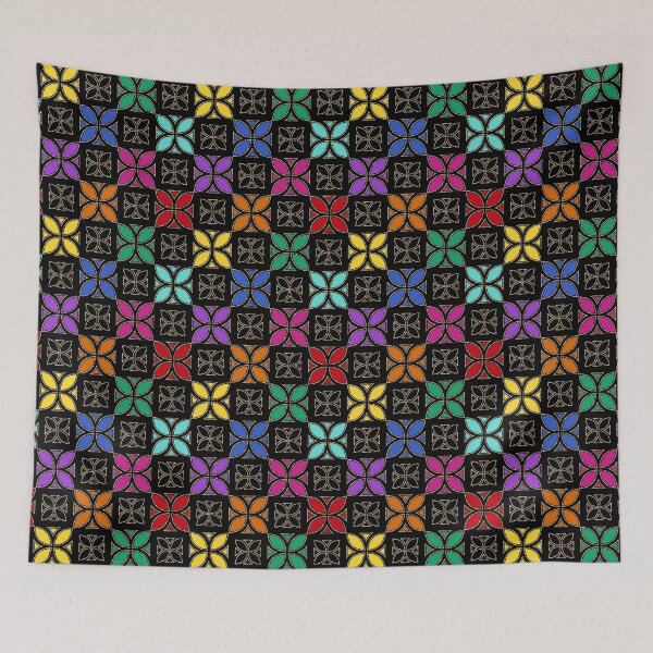 Item preview, Pasifika Nonu 1 Pattern - Rainbow Black 4 designed and sold by lolomastudio.