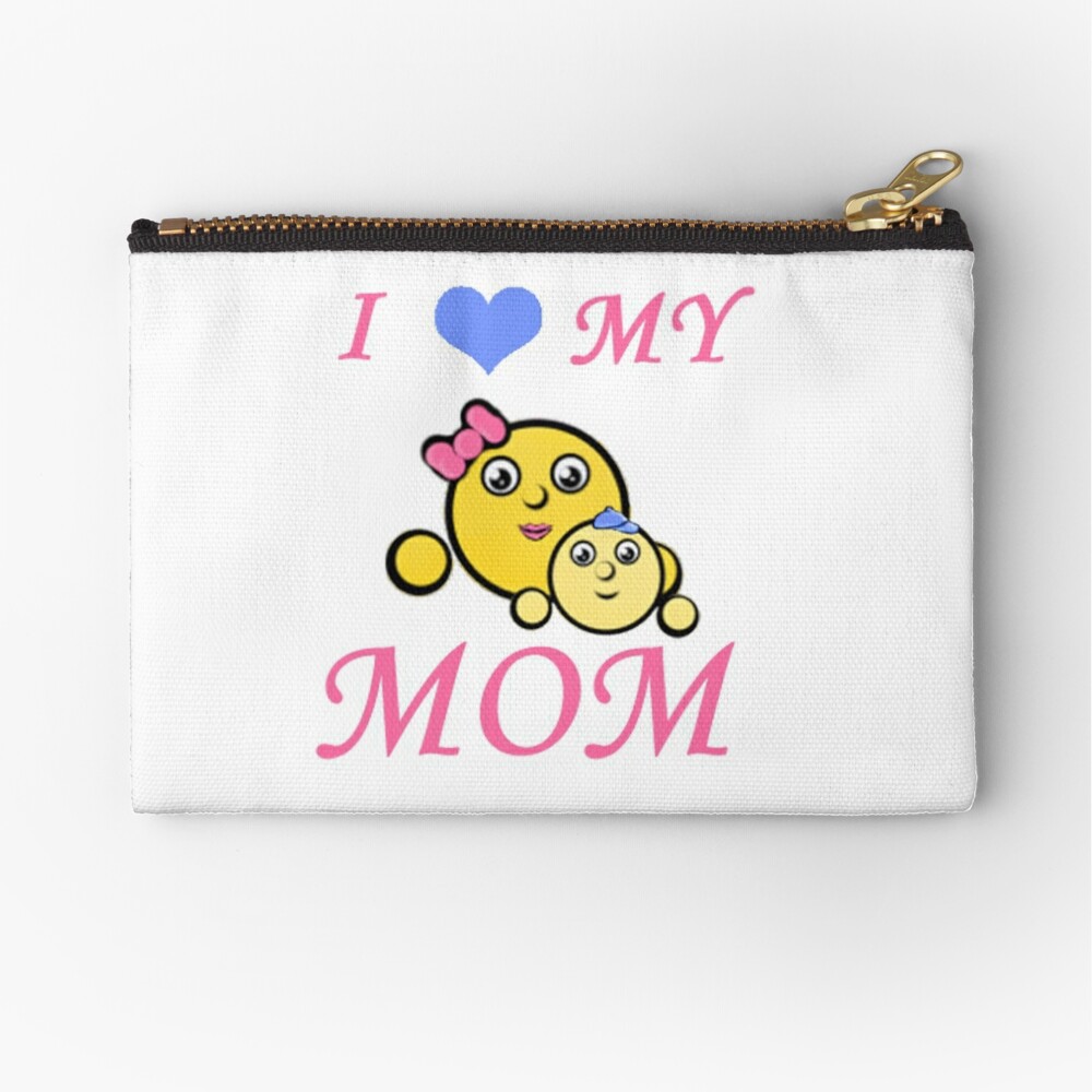 I 3 My Mom Mothers Day Emoji Mother With Son Zipper Pouch